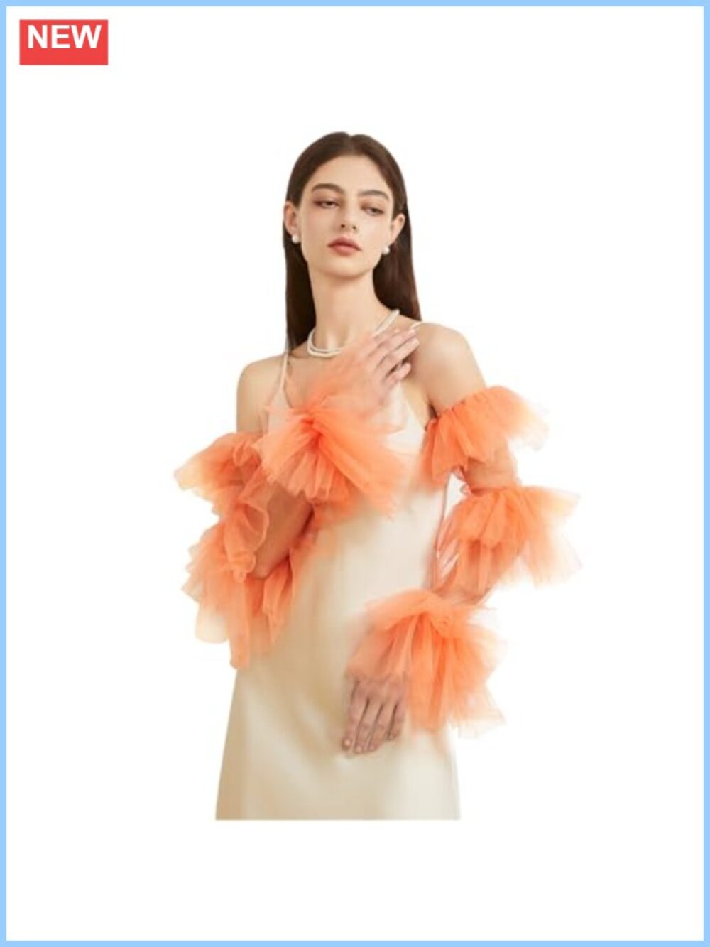Long Puff Opera Gloves Sheer Ruffled Velvet Satin Tulle